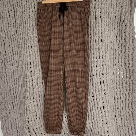 Jogger Style Dress Pants (2 pairs) Black/White Checked & Brown/Beige Tartan (M) - Picture 9 of 15